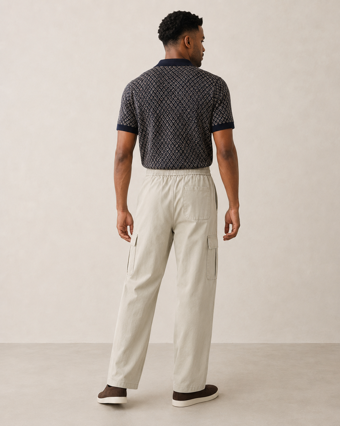 Men’s TELLS Straight-Leg Beige Cargo Pants