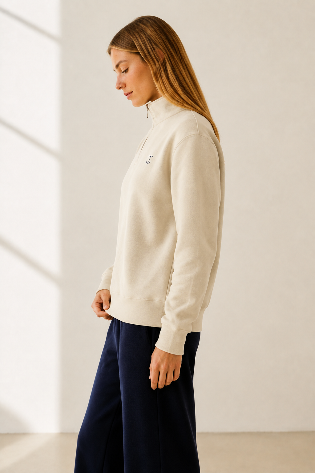 Women’s TELLS Quarter-Zip Beige Sweatshirt