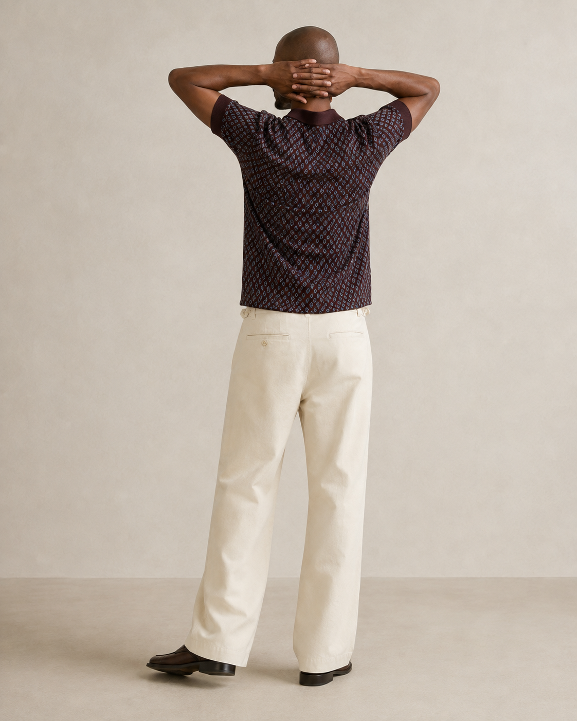 TELLS Adjustable Waist Wide-Leg Beige Trousers