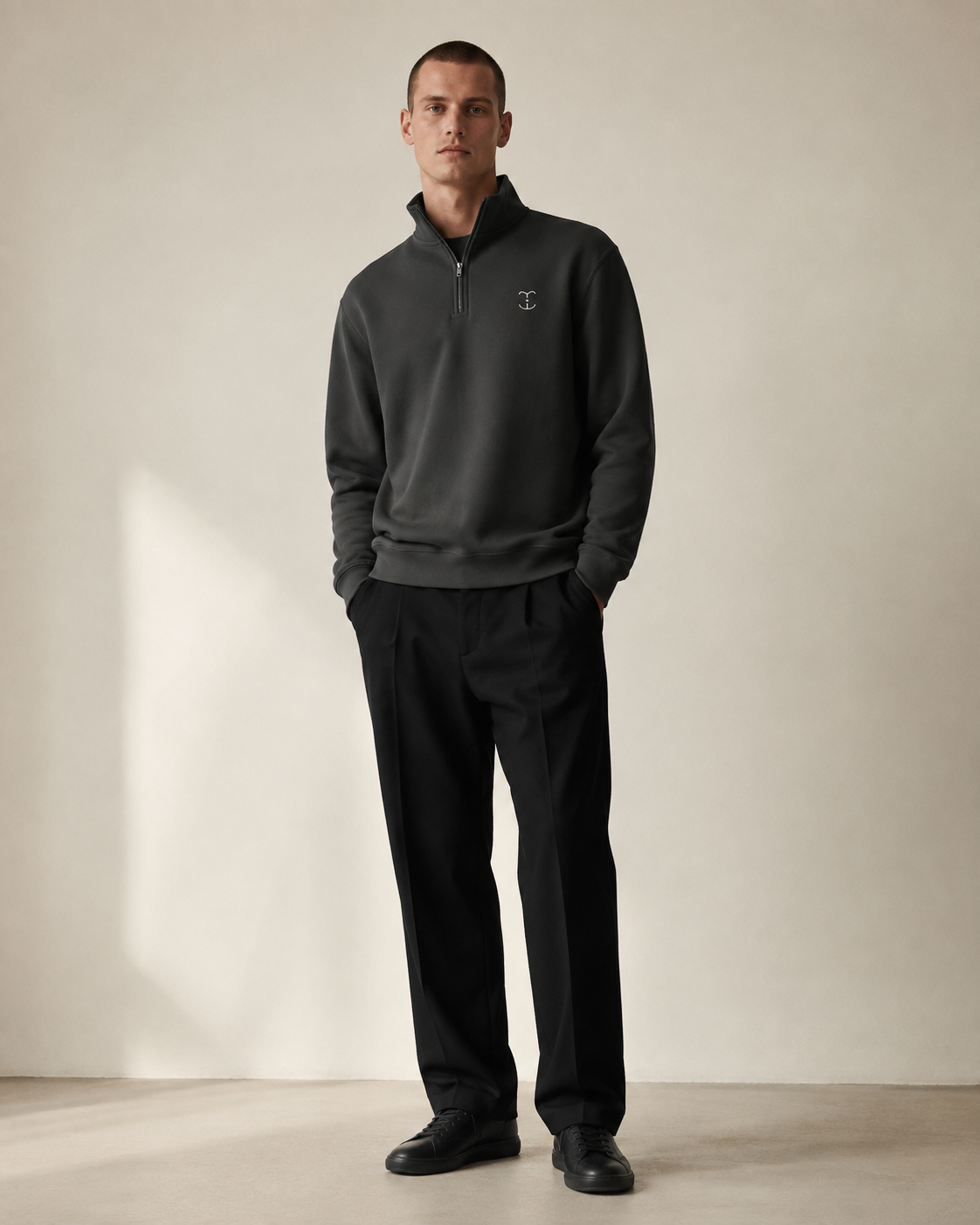 Men's Signature Quarter-Zip Dark Gray Sweatshirt