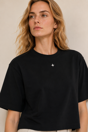 Women’s Signature Star Black Boxy Tee