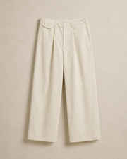TELLS Adjustable Waist Wide-Leg Beige Trousers