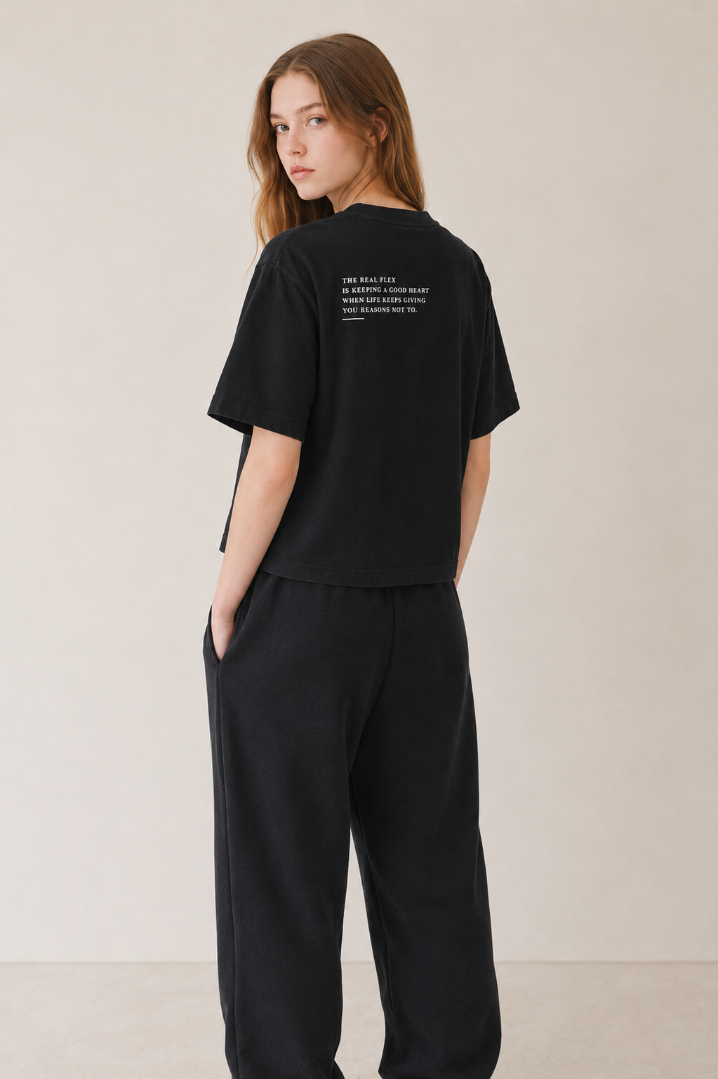 Women’s TELLS Real Flex Black Boxy Tee