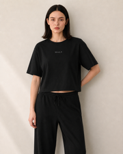 Women’s TELLS Signature Black Boxy Tee