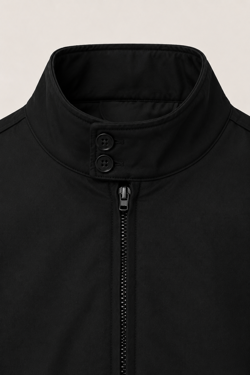 Men Stand Collar Bomber Black Jacket