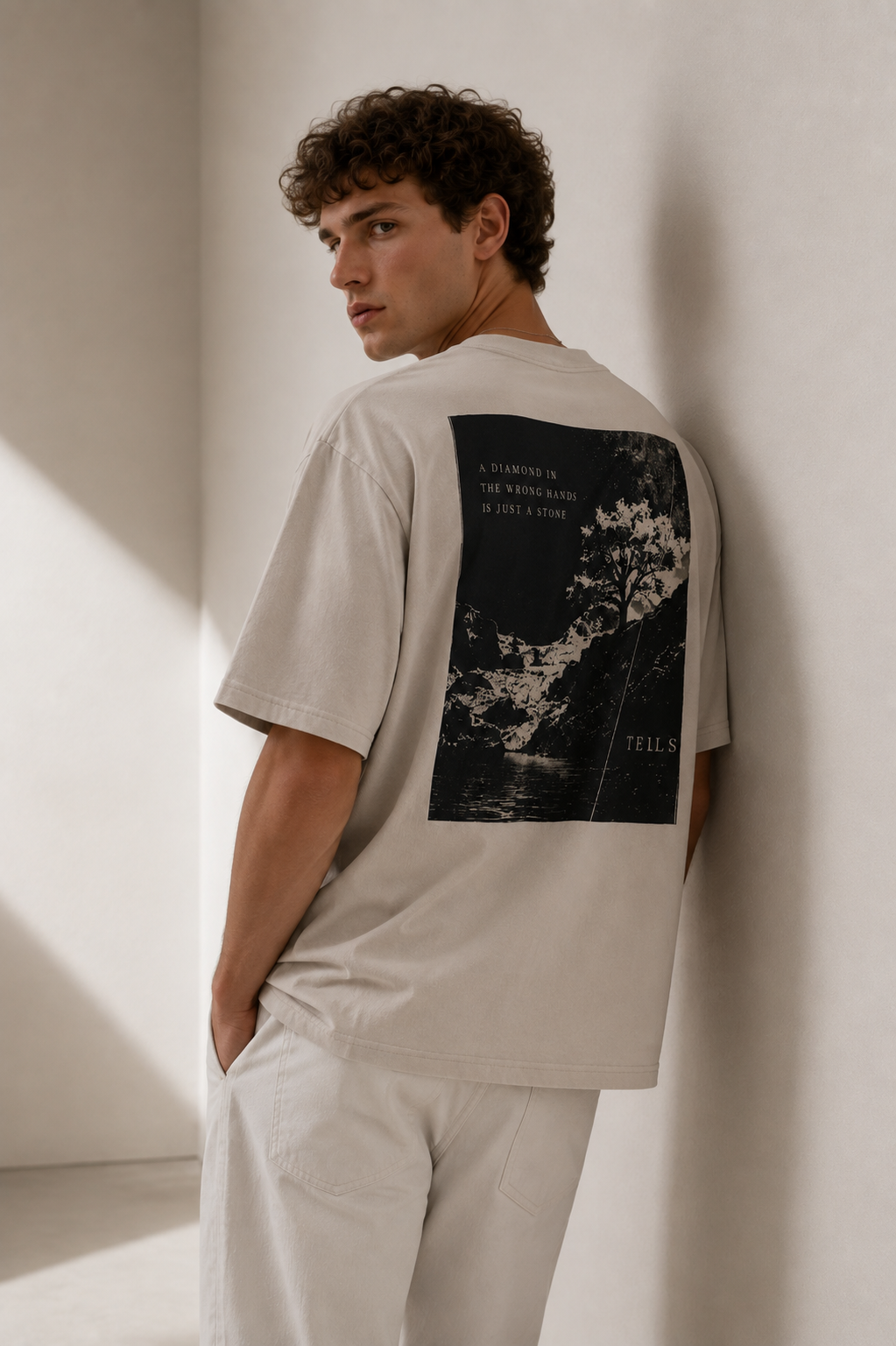 TELLS Faded Oversized Bone T-Shirt