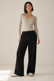 Women’s TELLS Essential Wide-Leg Black Sweatpants