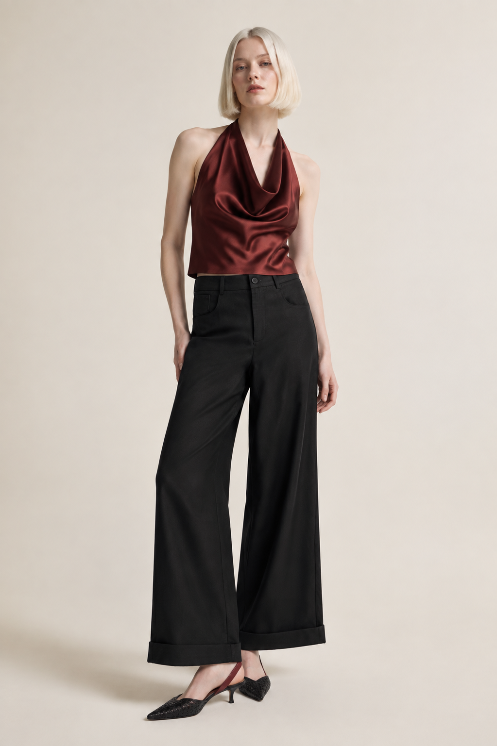 Women’s TELLS Tencel Wide-Leg Black Trousers