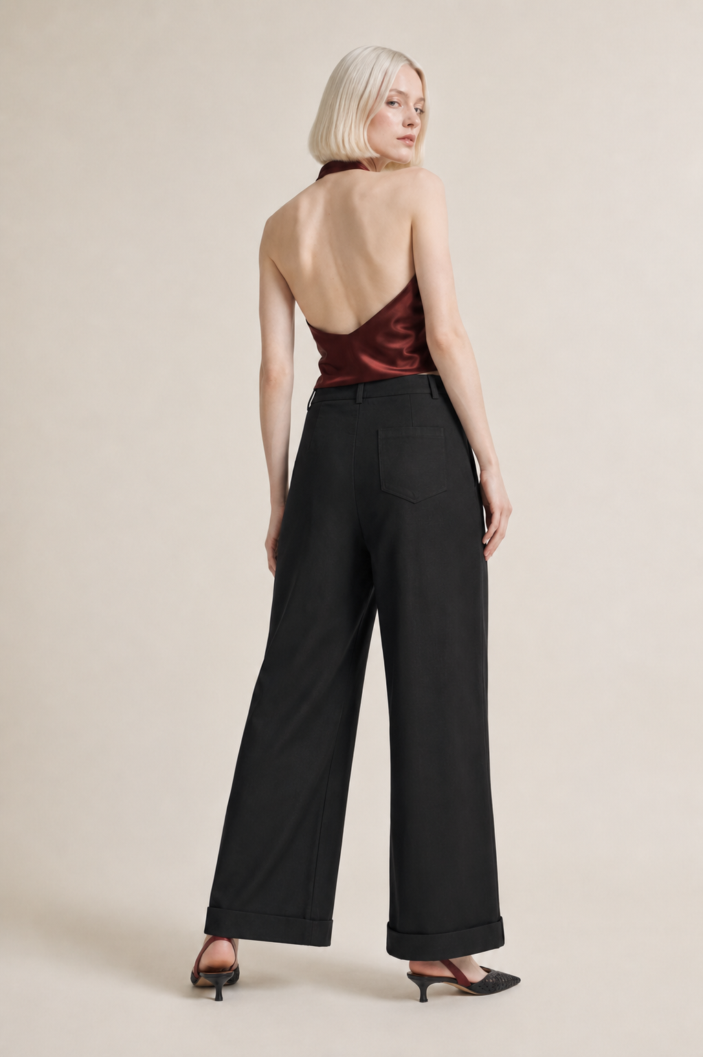 Women’s TELLS Tencel Wide-Leg Black Trousers