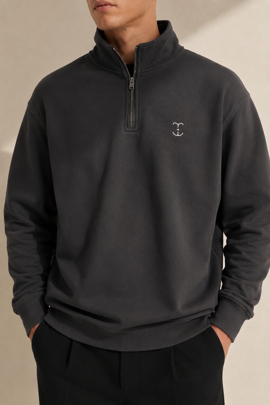 Men's Signature Quarter-Zip Dark Gray Sweatshirt