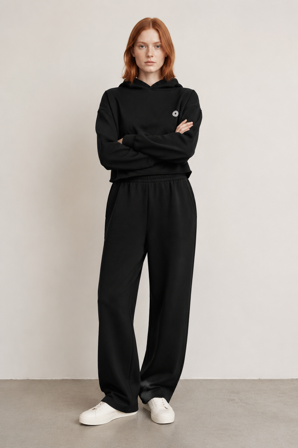Women’s TELLS Signature Cropped Black Hoodie