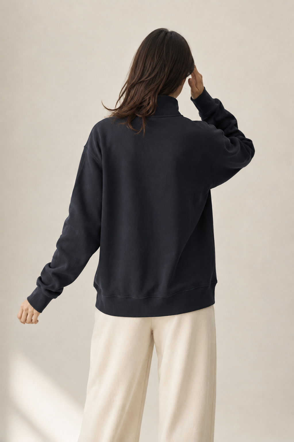 Women’s TELLS Logo Quarter-Zip Navy Sweatshirt