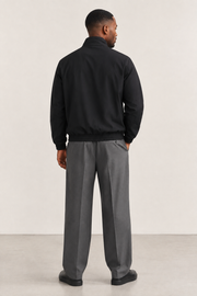 Men Stand Collar Bomber Black Jacket
