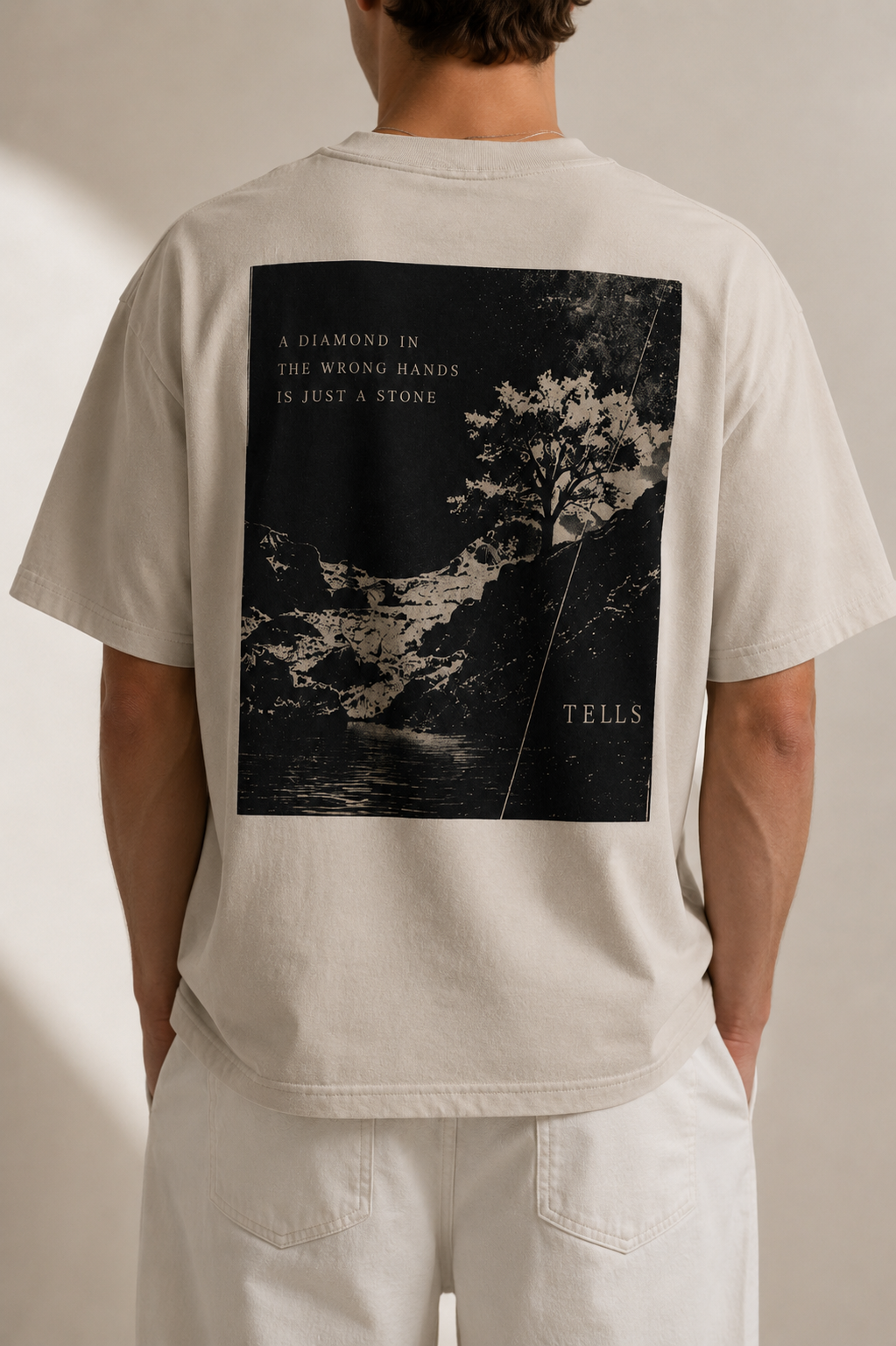 TELLS Faded Oversized Bone T-Shirt