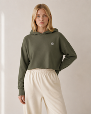 Women’s TELLS Signature Cropped Olive Hoodie
