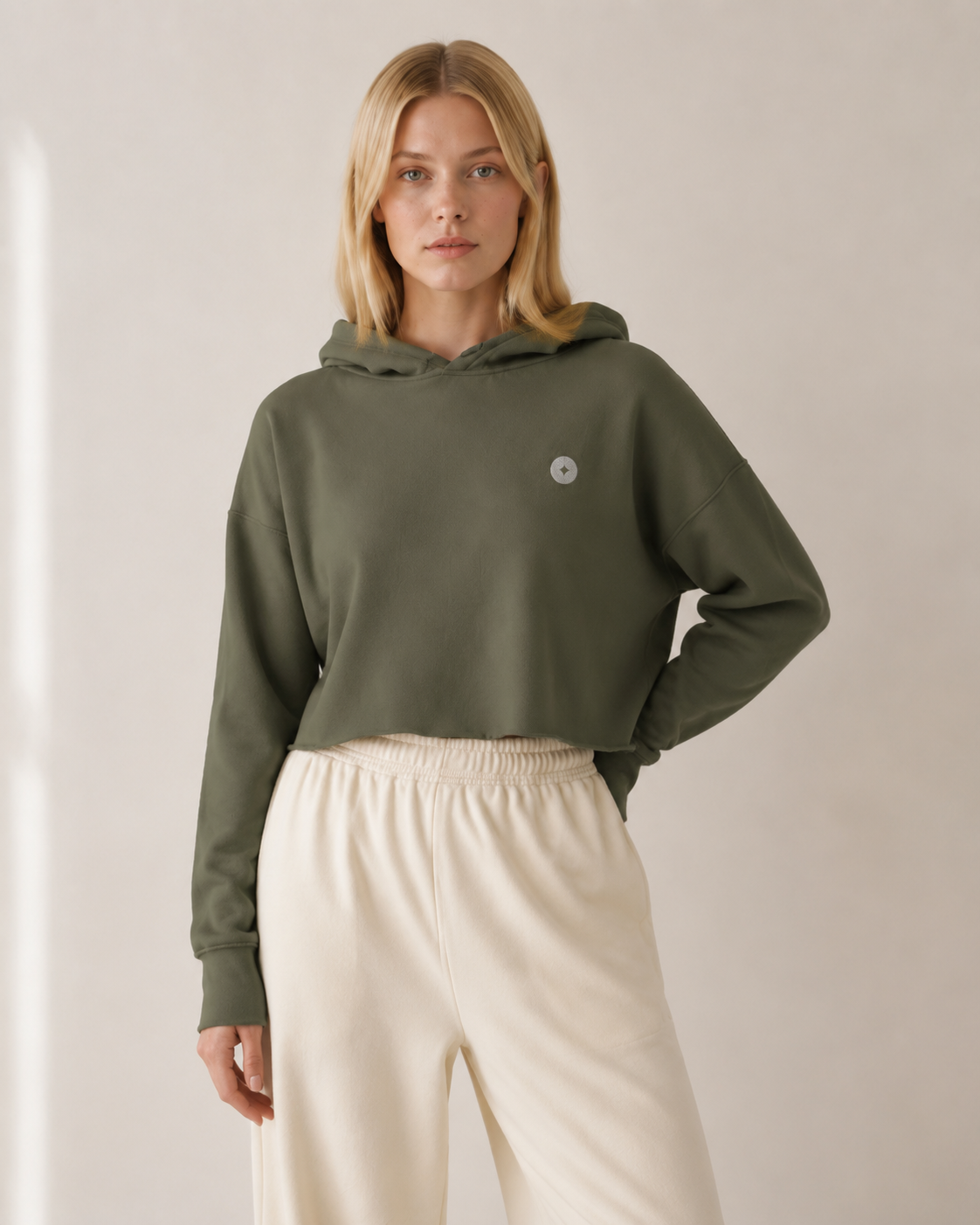 Women’s TELLS Signature Cropped Olive Hoodie
