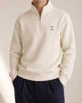 Men's Signature Quarter-Zip Beige Sweatshirt