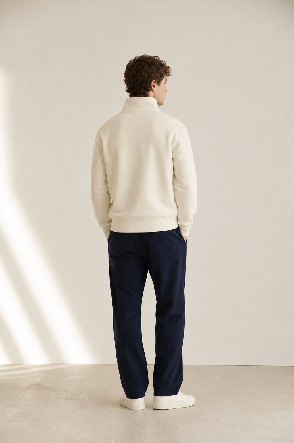 Men's Signature Quarter-Zip Beige Sweatshirt