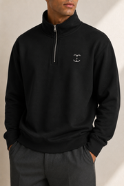 Men's Signature Quarter-Zip Black Sweatshirt