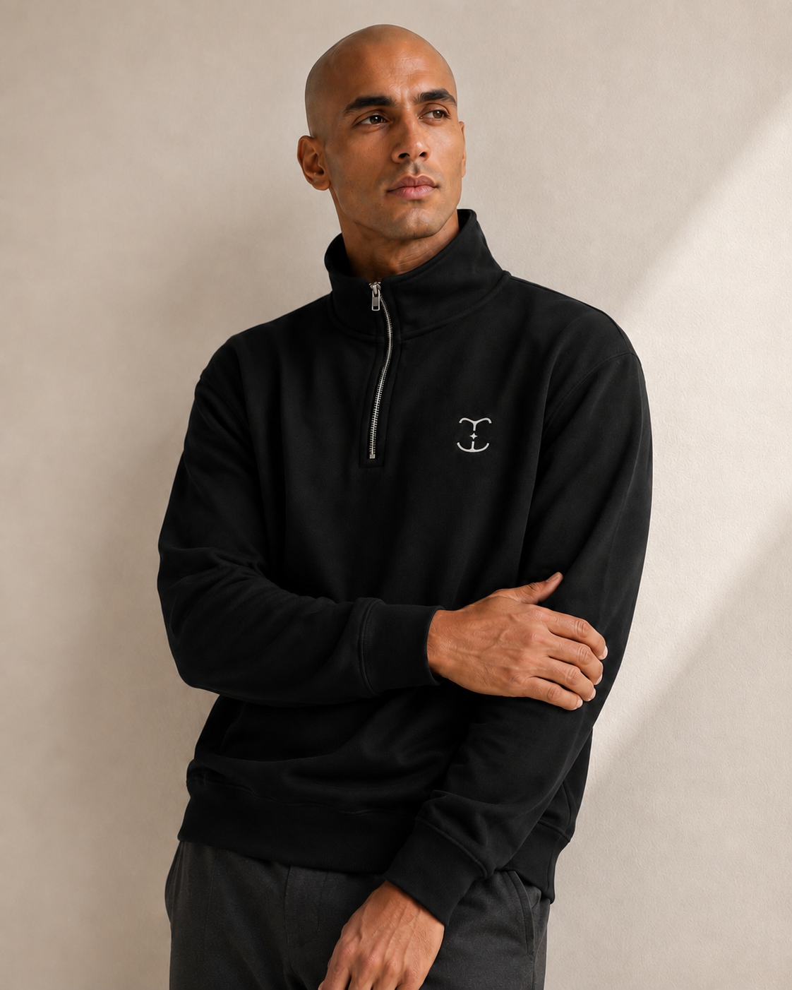 Men's Signature Quarter-Zip Black Sweatshirt