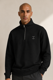 Men's Signature Quarter-Zip Black Sweatshirt