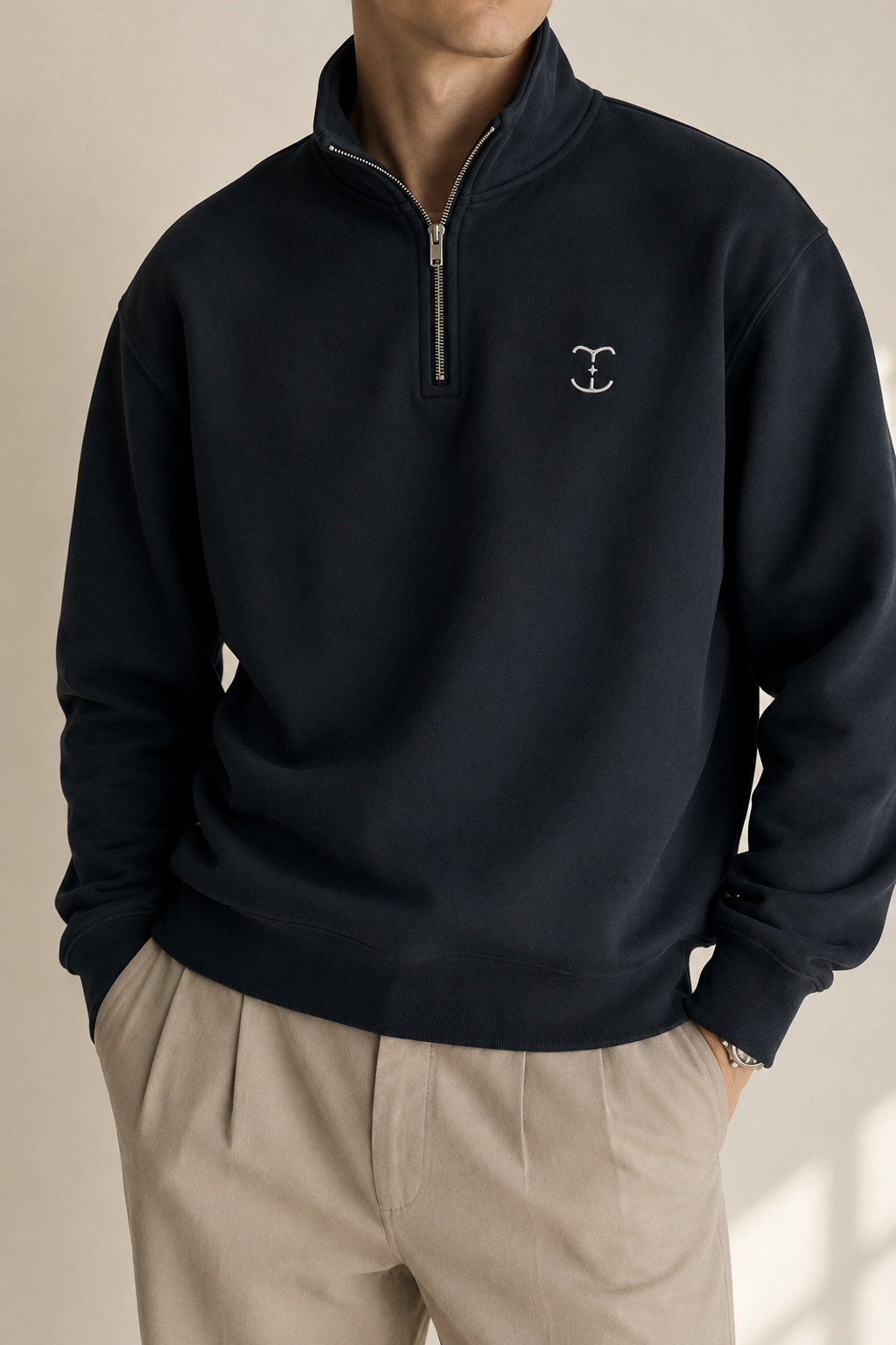 Men's Signature Quarter-Zip Navy Sweatshirt