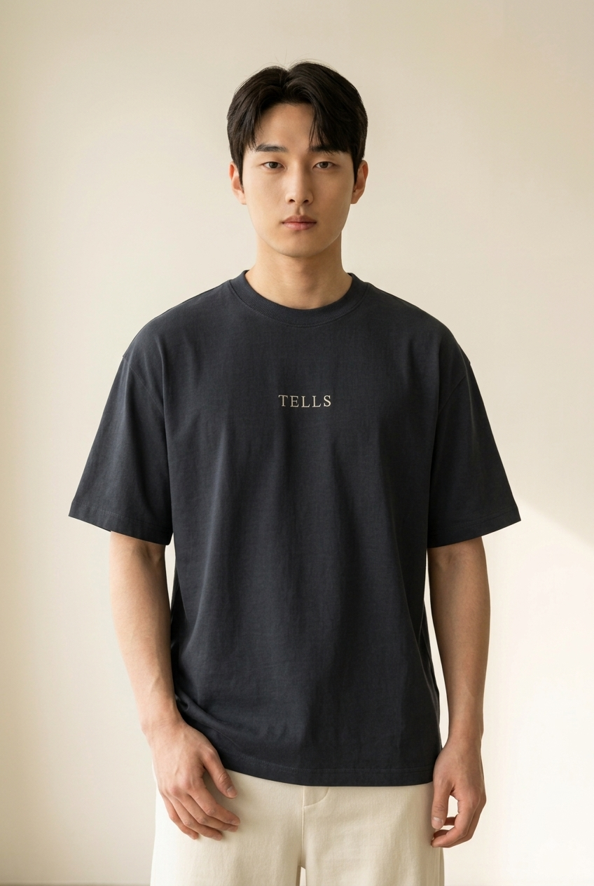 TELLS Embroidered Oversized Navy Blazer T-Shirt