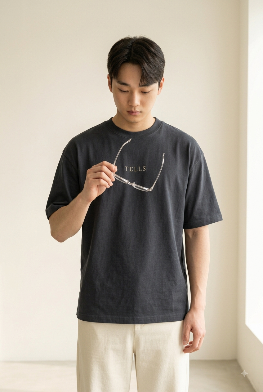 TELLS Embroidered Oversized Navy Blazer T-Shirt