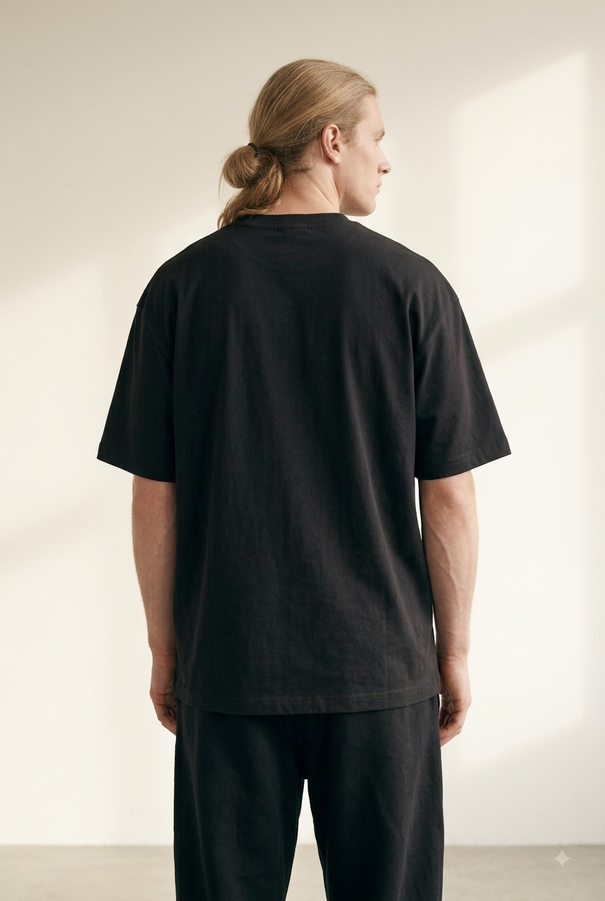 TELLS Embroidered Oversized Black T-Shirt