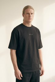 TELLS Embroidered Oversized Black T-Shirt