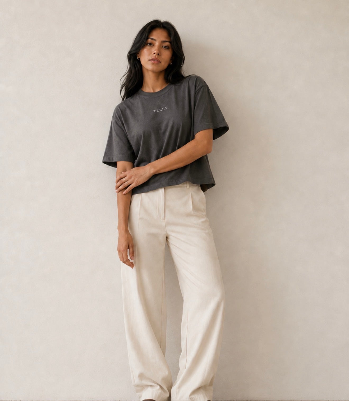 Women’s TELLS Signature Dark Gray Boxy Tee