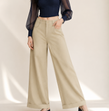 Fluid Wide-Leg Trousers in Khaki