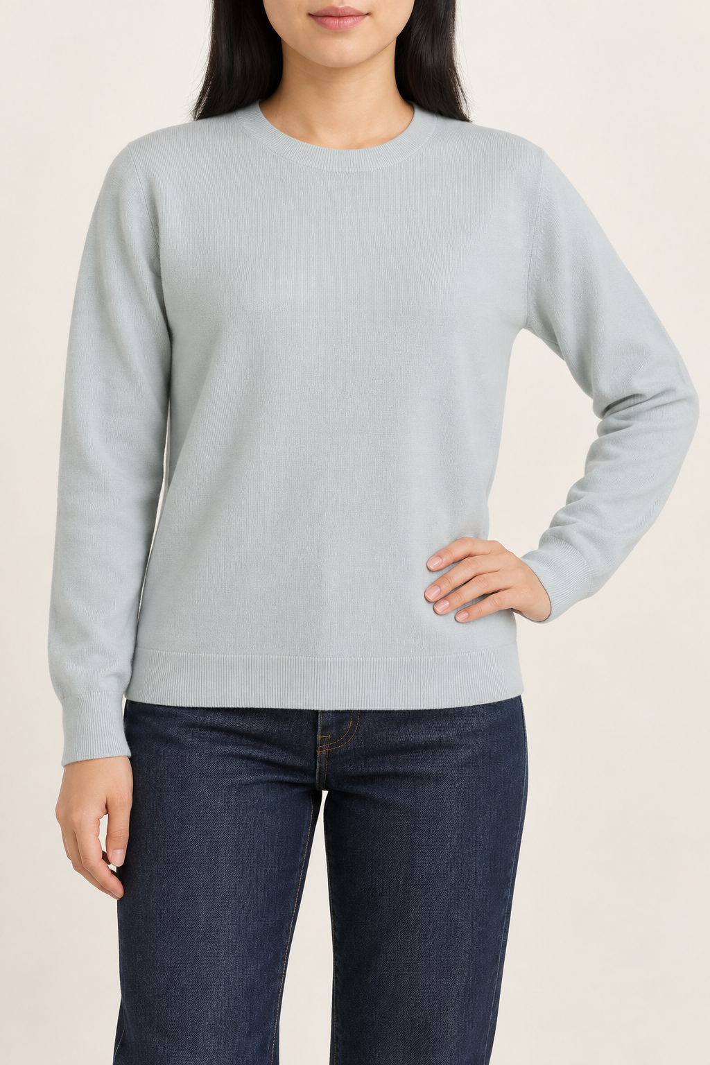 Quiet Form Crewneck Sweater in Powder