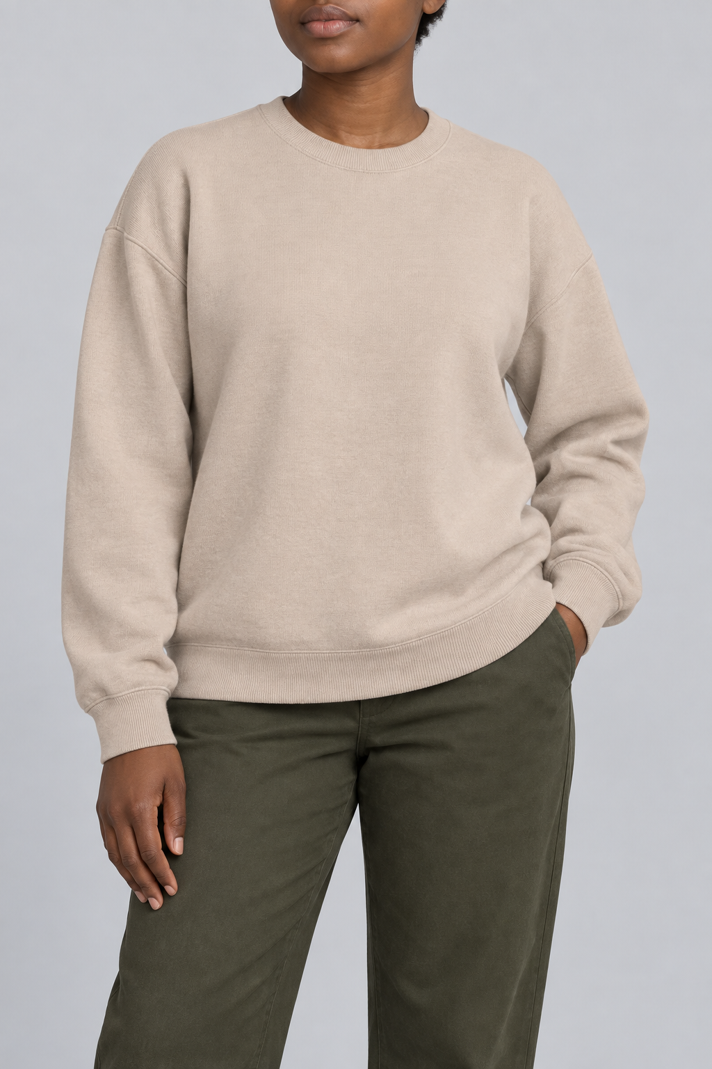 Soft Pause Relaxed Crewneck in Taupe