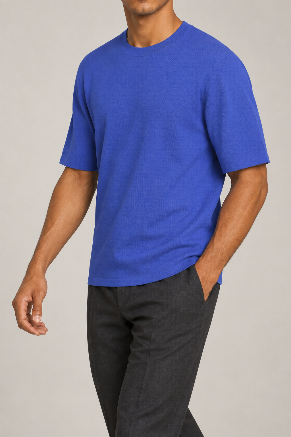 Open Hours Knit T-Shirt in Royal