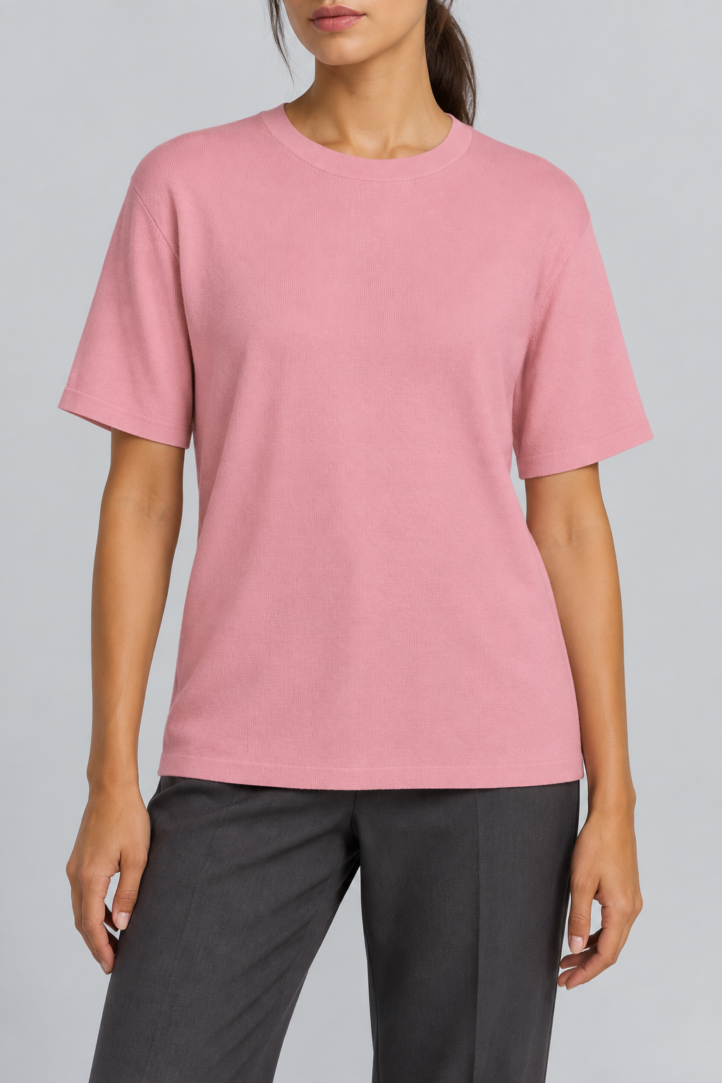 Soft Tempo Knit T-Shirt in Pink