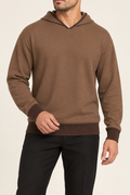 Off Hours Knit Hoodie in Toffee with Soil Trim