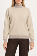 Soft Horizon Turtleneck in Beige with Coco Trim
