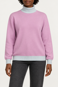 Soft Horizon Turtleneck in Lilac with Powder Trim