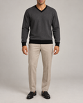 Quiet Angle V-Neck in Charcoal with Black Trim
