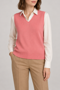 Soft Outline V-Neck Vest in Coral