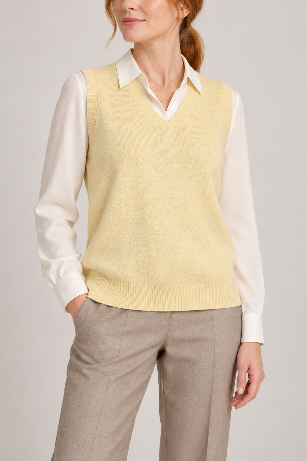Soft Outline V-Neck Vest in Mellow