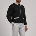 Afterlight Knit Bomber in Black with Grey Trim