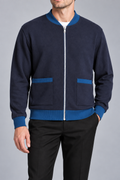 Afterlight Knit Bomber in Navy with Yale Blue Trim