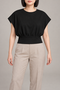 Soft Gather Dolman Top in Black