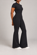 Contour Flare Zip Jumpsuit in Black