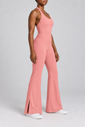 Open Line Halter Jumpsuit in Pink