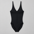 Soft Gather Zip Bodysuit in Black