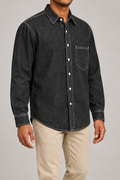 Worn Line Denim Shirt in Black