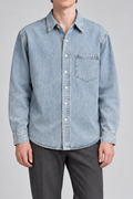 Worn Line Denim Shirt in Blue